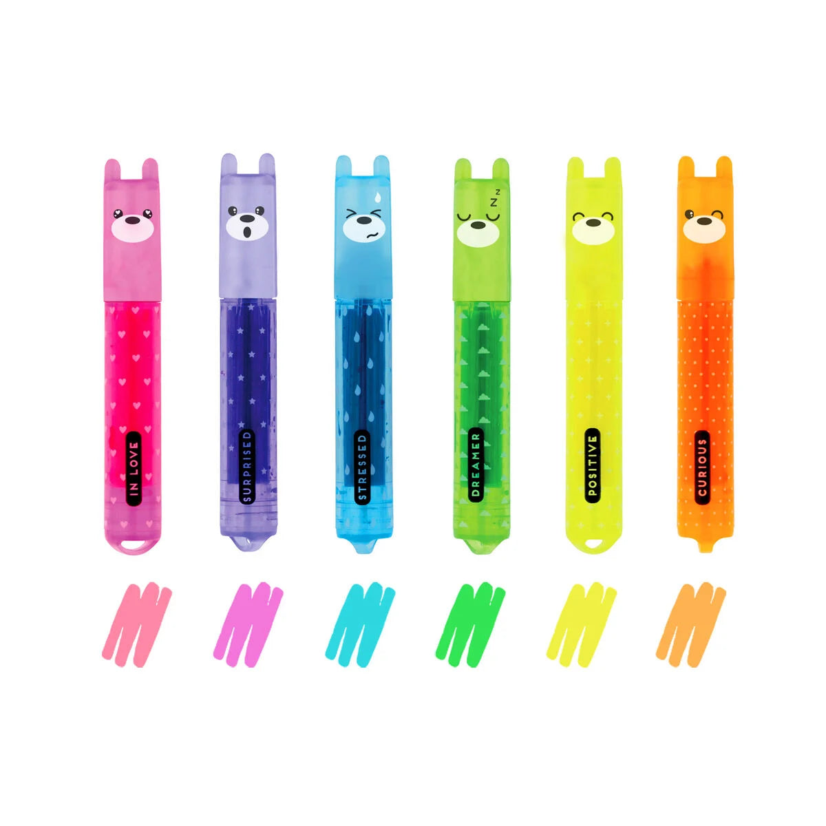 Set di 6 Mini Evidenziatori Teddy Bear - Teddy's Mood