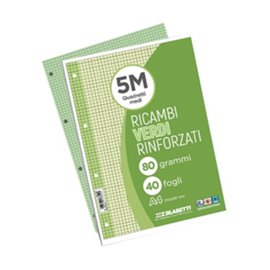 Ricambi 4 fori Rinforzati 80 gr A4 Col. 40 ff