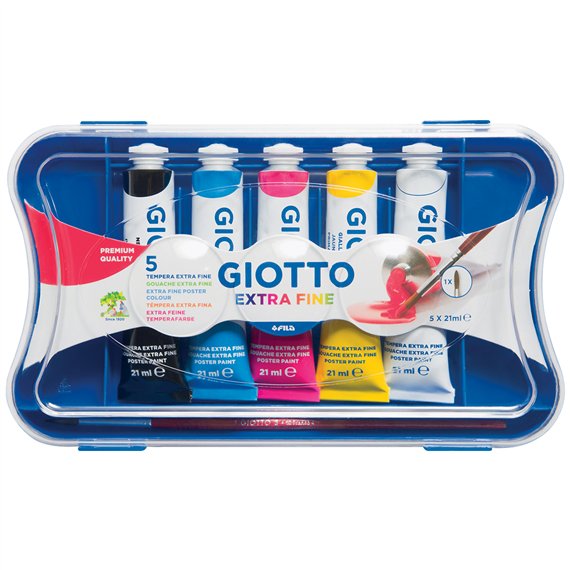 Tempere Giotto, valigetta da 5 tubetti da 21 ml