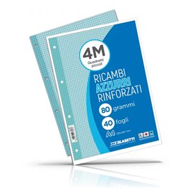 Ricambi 4 fori Rinforzati 80 gr A4 Col. 40 ff