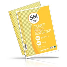 Ricambi 4 fori Rinforzati 80 gr A4 Col. 40 ff