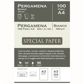 Carta Pergamena Bianco A4 160 gr. 100 ff