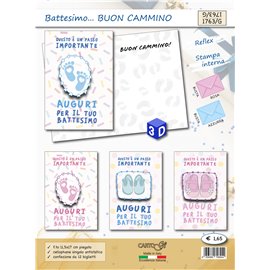 Biglietti CartoGi 25 Battesimo 1763/G Buon cammino 3D