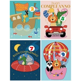 Biglietti Cecami 26 Buon Compleanno c/rotella 1-9 anni