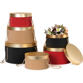 Scatole Regalo Star Natale 25 Set da 3 pz. Tonde Crest Hat