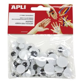 Apli Occhi Tondi Neri senza ciglia 75 pz